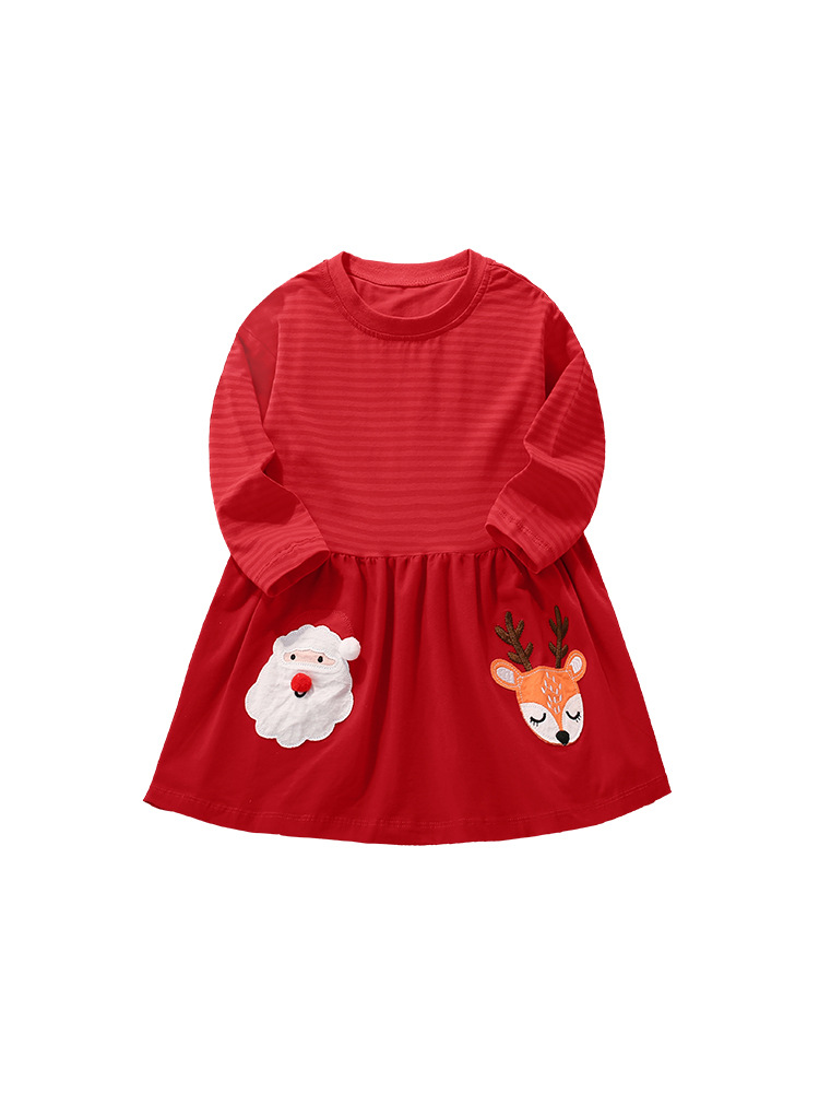 En stock malwee vestido para niños otoño nuevo vestido para niños europeos y americanos cuello redondo manga larga vestido de princesa para niña
