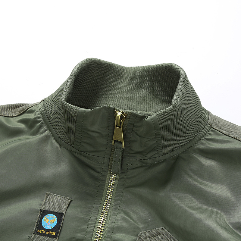 Chaqueta de vuelo de cuello de béisbol chaqueta de piloto de la Fuerza Aérea Táctica casual chaqueta de camuflaje suelta chaqueta superior