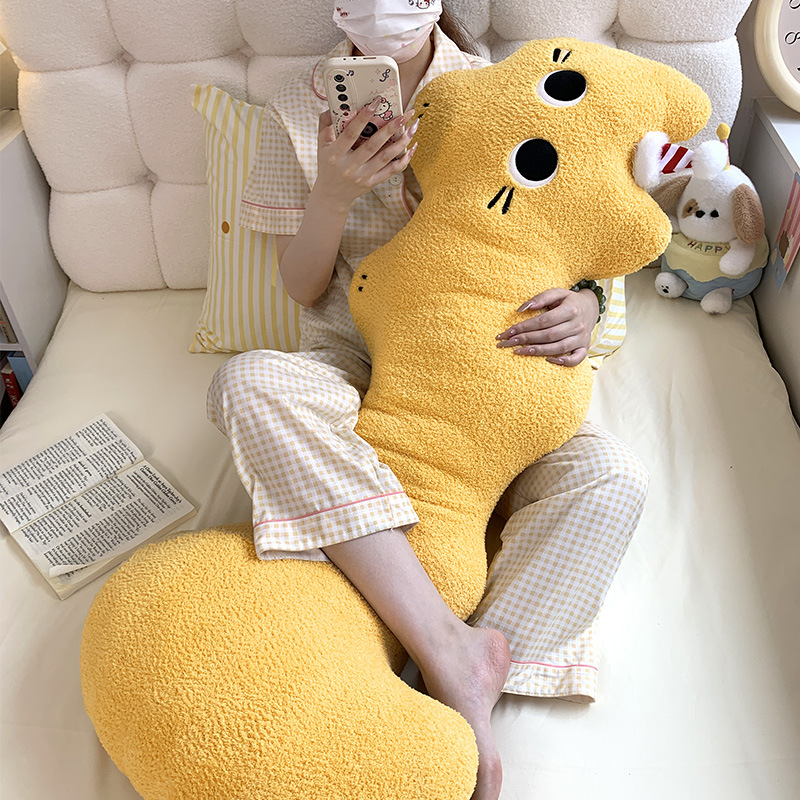 Long Pillow for Side Sleeping on Bed, Leg Pillow for Bedroom Sleeping, Cartoon Bedside Large Cushion, Removable and Washable Sleeping Pillow