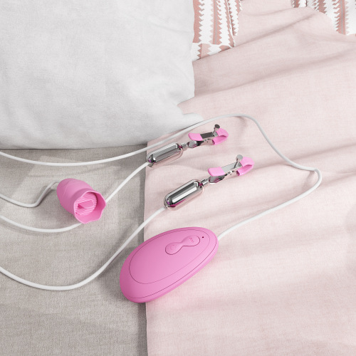 Moonuo new product frequency conversion vibrating nipple clamp battery type double peak clitoral chamber chest massage female masturbation device cross-border