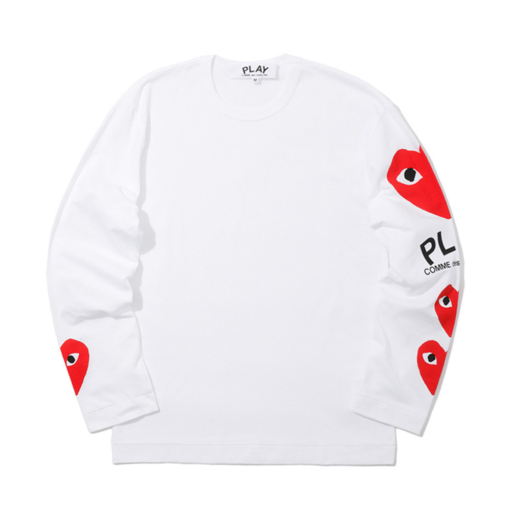 川久play2023年春の赤い愛のアルファベットのロゴのプリントの長袖のtシャツの男女は同じです。