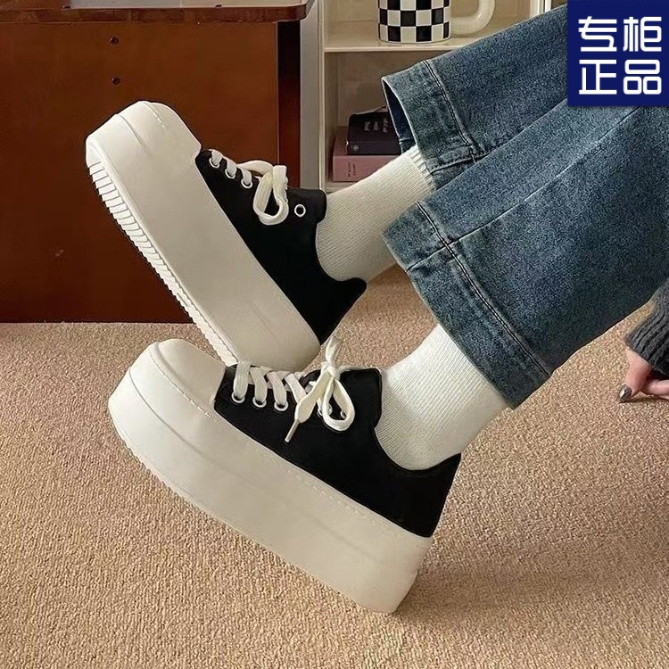 White Sneakers for Women 2025 Spring New Thick-Soled White Shoes Ugly Cute Big-Toe Loafers Sneakers