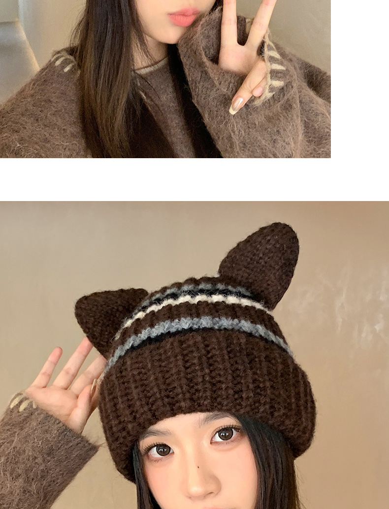 Amerikanischer Stil, süß, cool, dicker, gestreifter Strickpullover aus Schweineohrwolle für Herbst und Winter, warm, lässig, vielseitig, winddicht_voghion.com