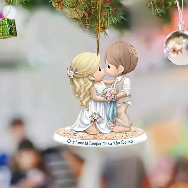 Трансграничная акриловая Милая Свадебная кукла персонаж Свадебный плоский кулон в западном стиле