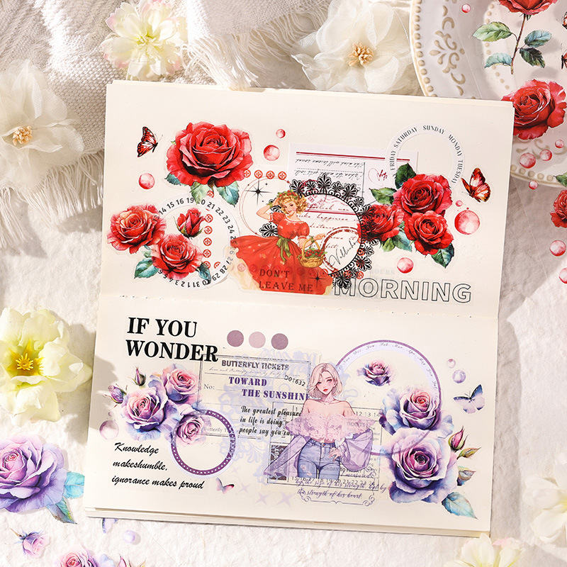 Huayang Chacho Transparente Pet Impermeable Flower Adhesivo Caja de cinta adhesiva Diy Material de cuenta manual Caja de cinta de collage decorativa