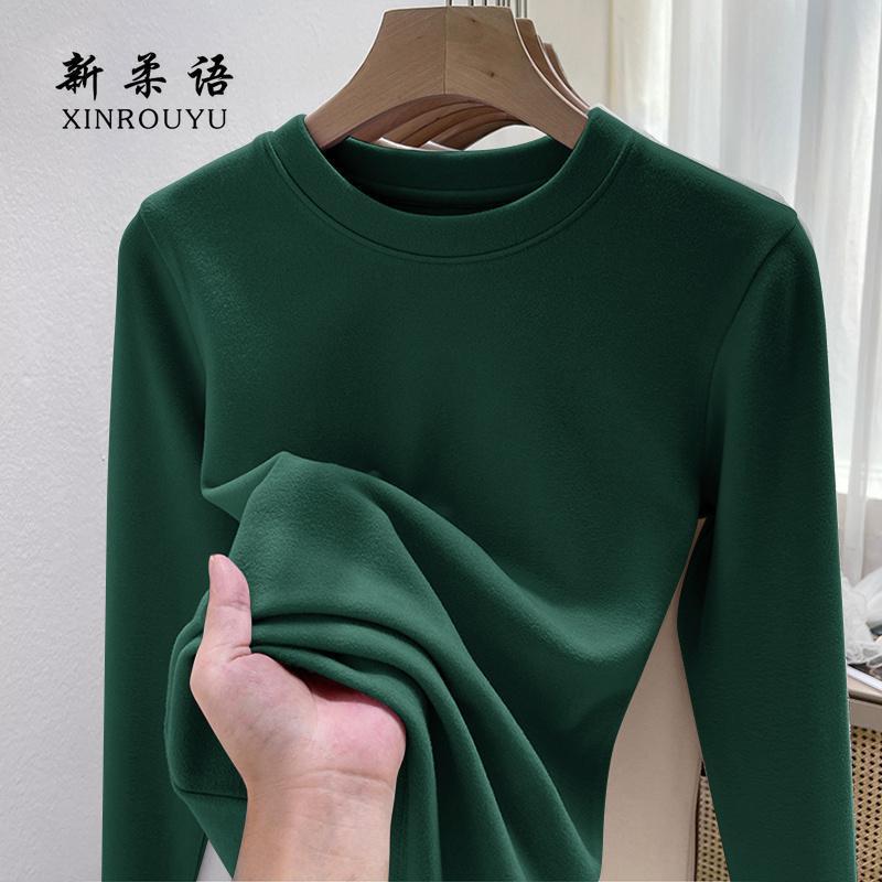 秋の新型の婦人服の徳絨糸の保温の長袖のtシャツの韓国版は身を修めてやせています。|undefined