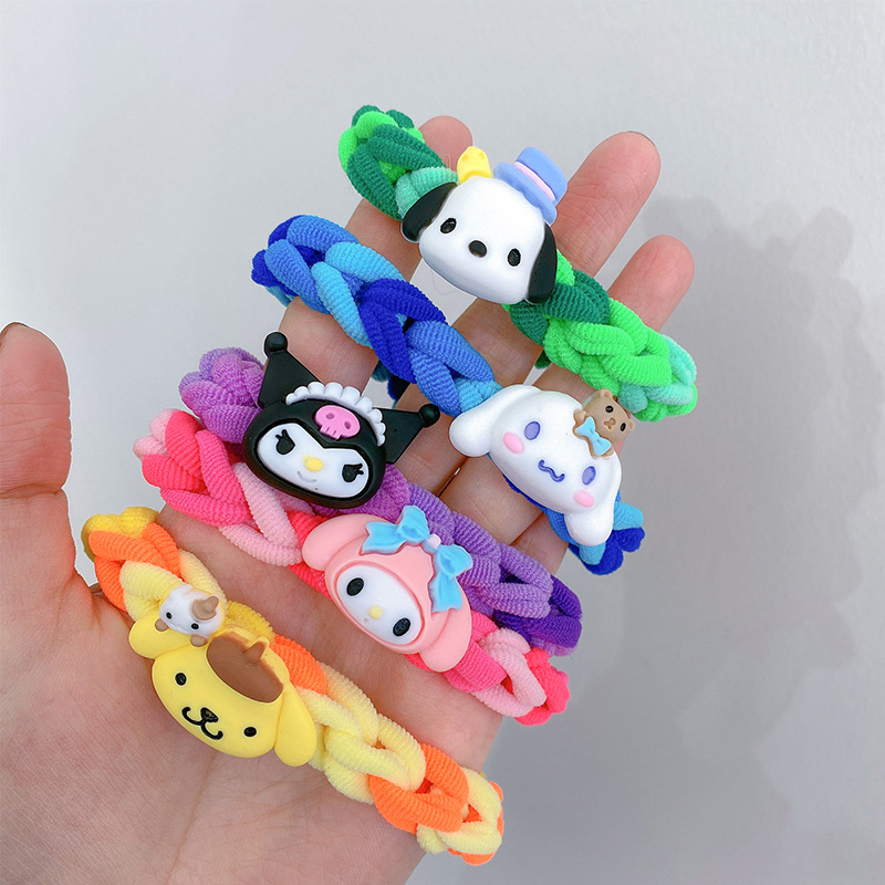 2026 New Sanrio Rubber Band DIY Weaving Homemade Cartoon Hair Ties Bracelet Hair Rope Couple Best Friend Bracelet