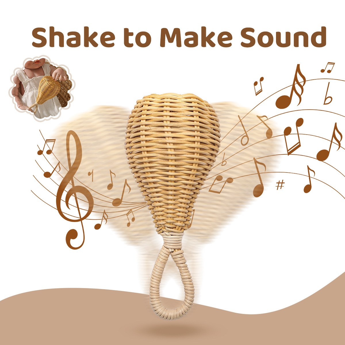 Amazon Nordic ratán tejido a mano sonajero juguete en forma de pera sonajero juguete educativo para niños