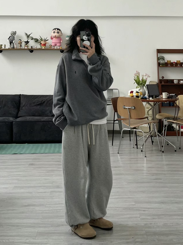 RL拉夫劳伦小马标复古POLO衫翻领刺绣半拉链套头宽松百搭卫衣男女|undefined
