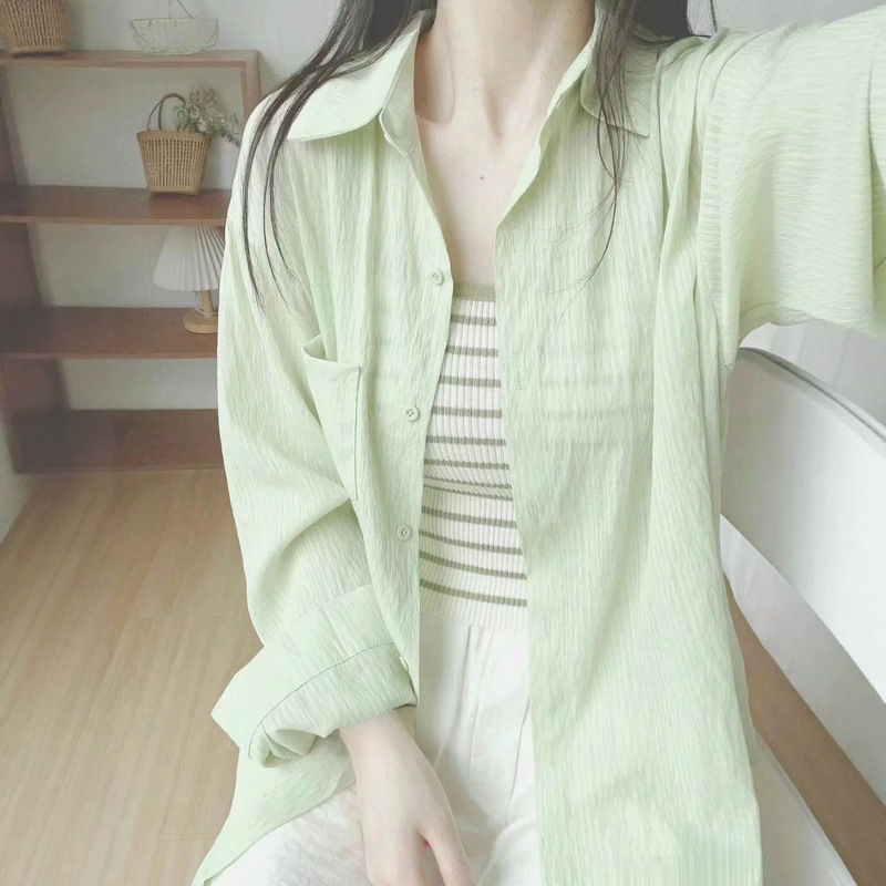 Korean-Style Fresh and Lightweight Sun-Protective Shirt for Women, Summer Versatile Loose Air-Conditioning Shirt, Lazy Style Cardigan Top Korean-Style Fresh and Lightweight Sun-Protective Shirt for Women, Summer Versatile Loose Air-Conditioning Shirt, Lazy Style Cardigan Top