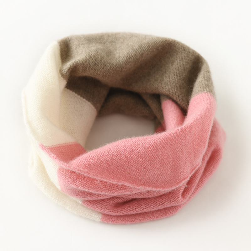 Autumn and Winter Cashmere Knitted Neck Scarf for Women, Cold-Proof and Warm, Cervical Spine Protection, Fashionable Color Matching Korean Style Scarf, Pullover Small Scarf