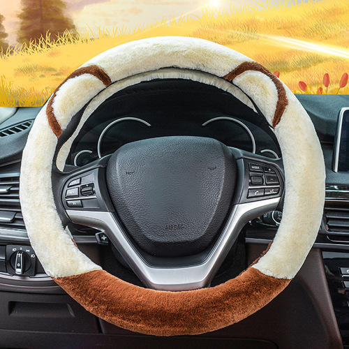 Car cartoon steering wheel cover, winter Anase rabbit hair universal car handle cover, non-slip warm car handle cover, dropshipping