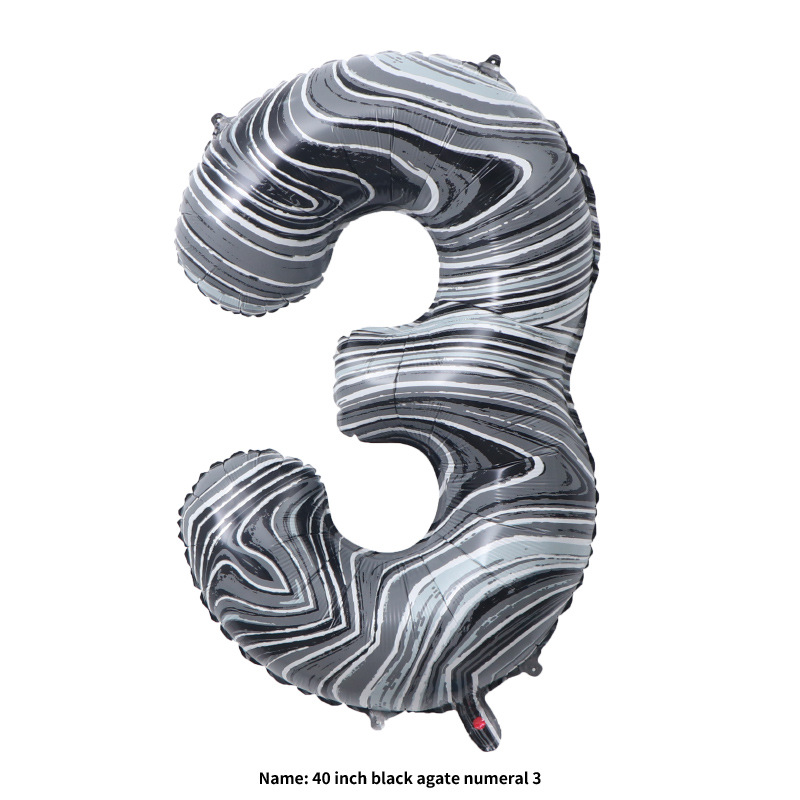40寸黑色玛瑙数字3英文