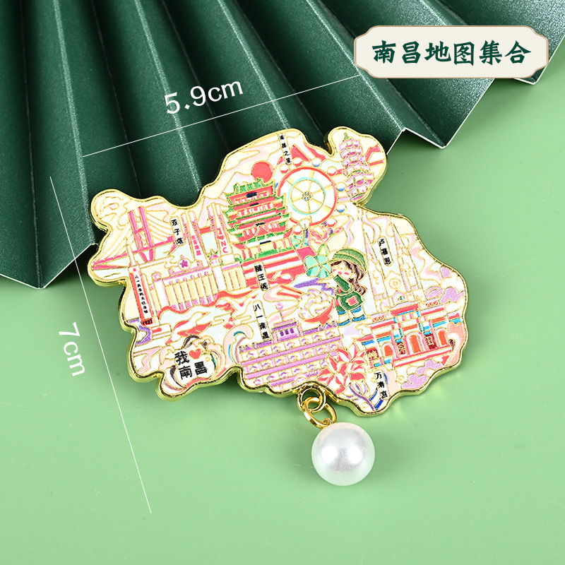 南昌シリーズ金属冷蔵庫マグネット滕王閣金属栓抜き正方形スタンプ南昌コレクション観光スポット冷蔵庫マグネット|undefined