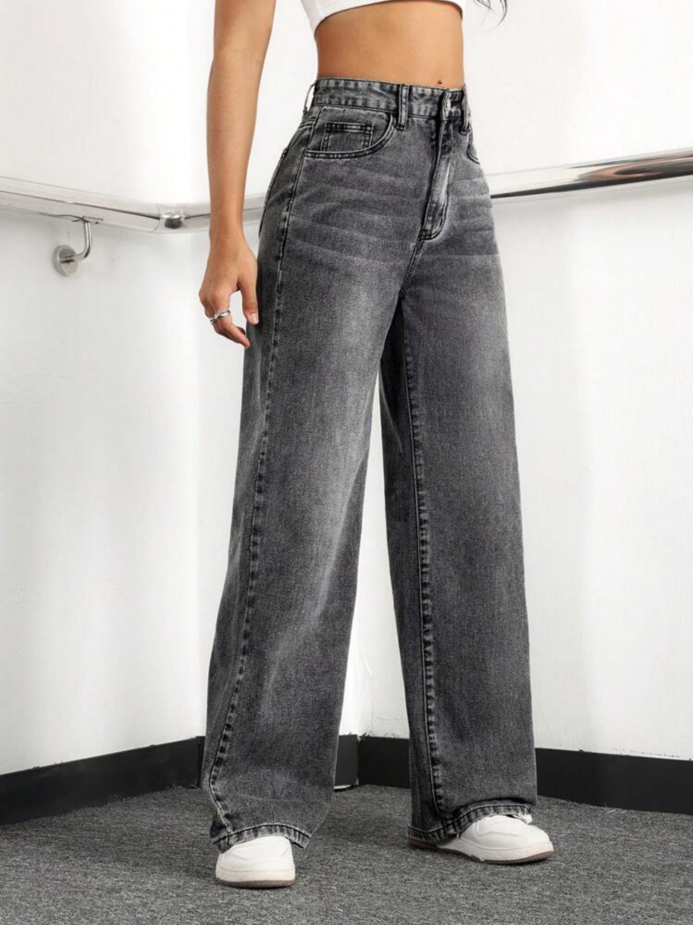 Women's Stretch Waist Straight Leg Denim Jeans - Comfortable Casual High-Rise Trousers For Everyday Wear_mkmklike.com