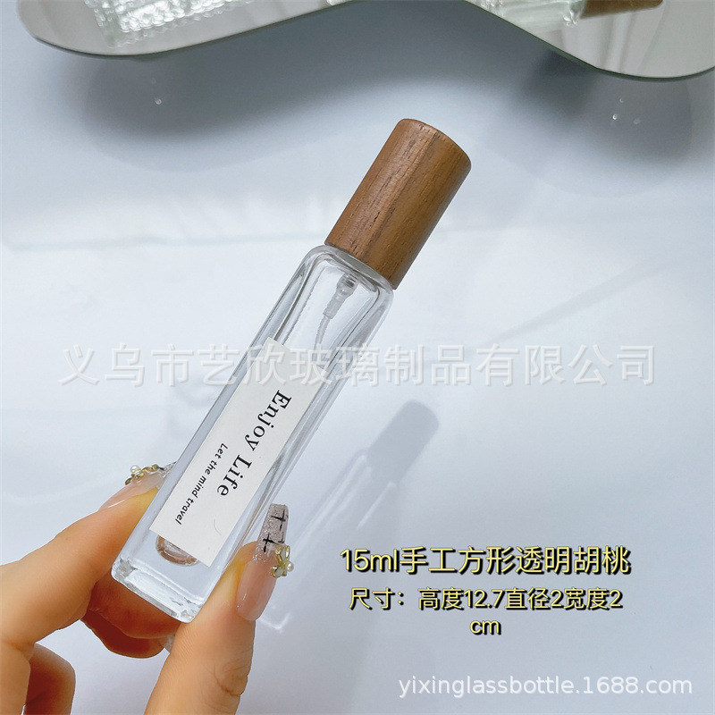 木製キャップ香水詰め替えボトル空ボトルガラス 10 ミリリットルハイエンド旅行ポータブル 5 ミリリットルサンプルスプレーボトル香水ボトル