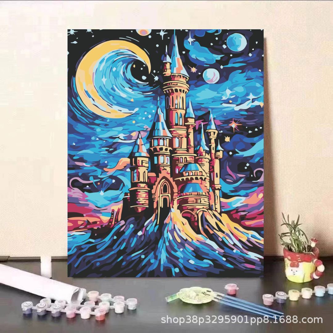 DiDi [al por mayor] pintura al óleo digital dibujos animados dibujos animados pinturas decorativas hechas a mano 40 * 50