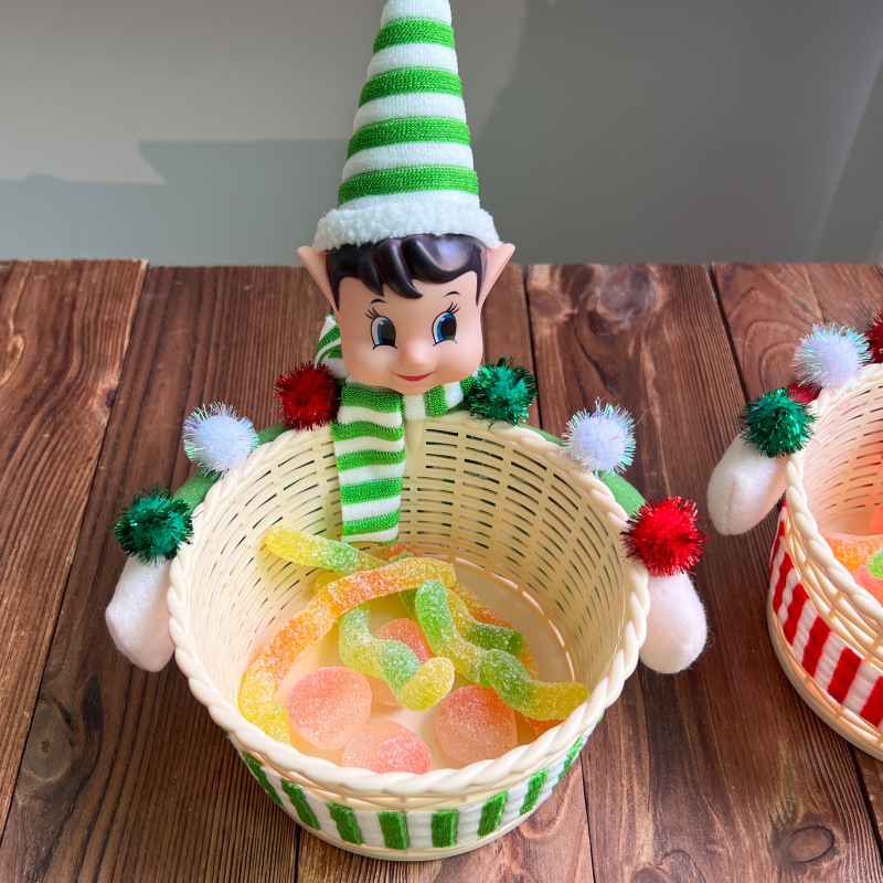 クリスマス装飾クリスマスエルフキャンディバスケットクリスマスデスクトップ装飾品子供のキャンディスナックパーティー装飾|undefined