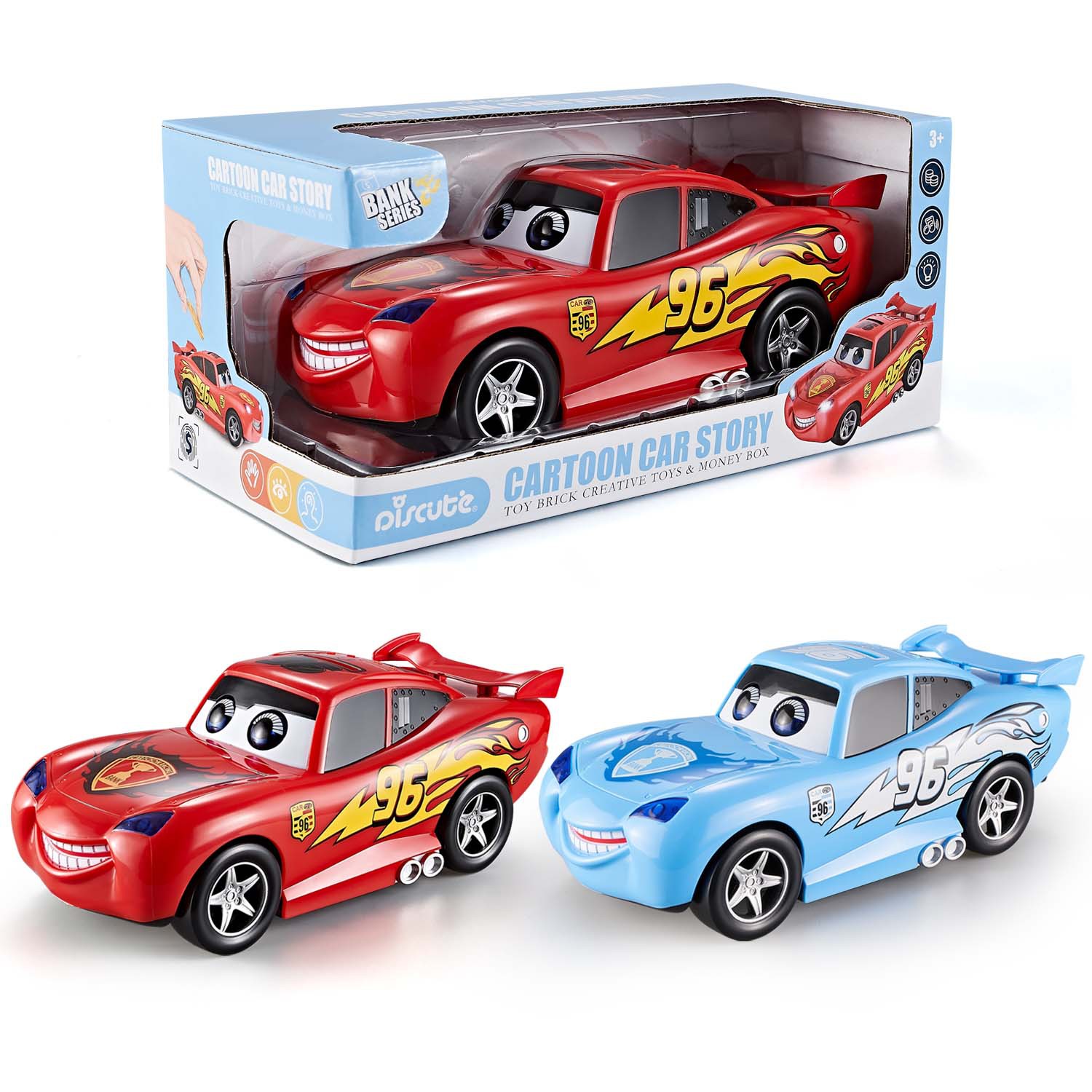 6611 coche divertido música hucha (rojo, azul)
