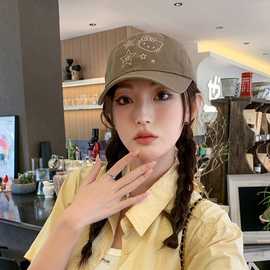 春夏时尚新款kt猫鸭舌帽潮流百搭显脸小棒球帽韩版ins风休闲帽子