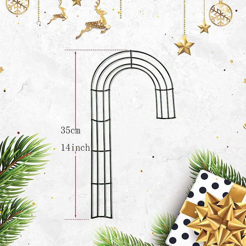 Anillo de hierro de la guirnalda de Navidad en forma de J decoración de la guirnalda 16 pulgadas muleta hierro arreglo floral anillo de hierro