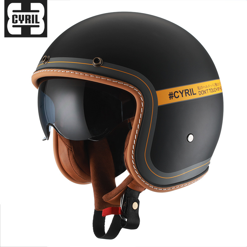 CYRIL casco retro Siro mujer tres cuartos hombre crucero americano verano motocicleta motocicleta medio casco 206