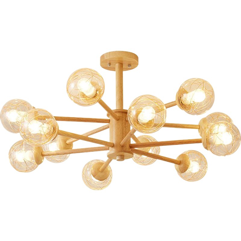 Nordic Magic Bean araña creativa nueva lámpara de sala de estar de madera maciza simple moderno registro Internet celebridad dormitorio comedor lámpara