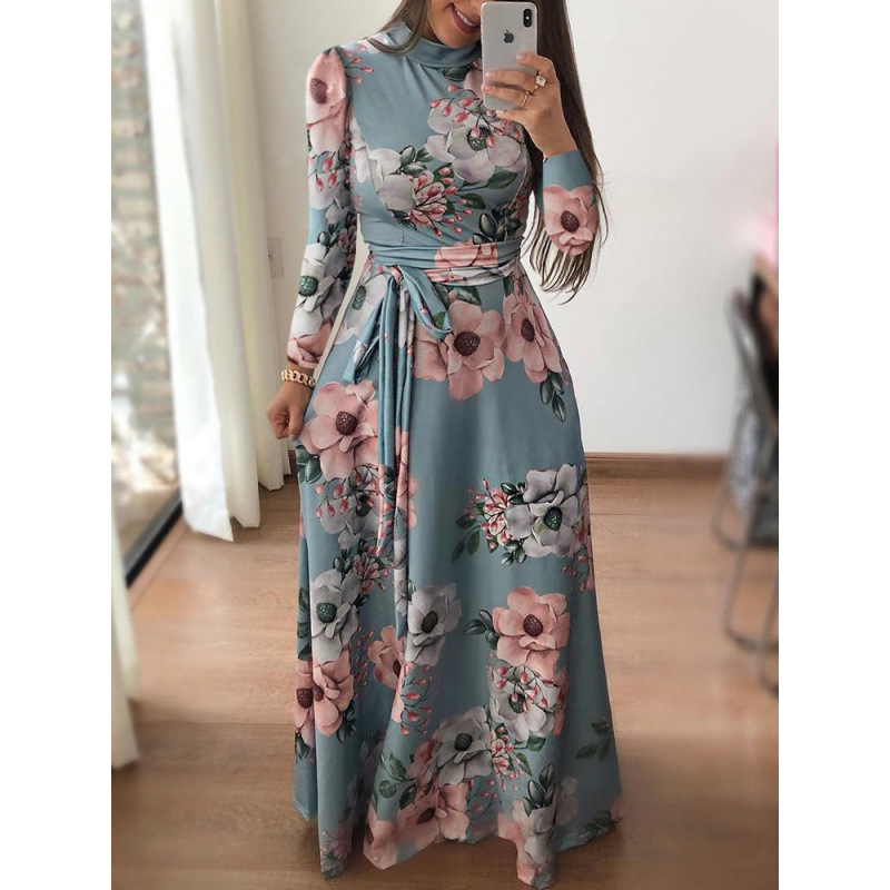 Wind flower print short sleeve skirt wind flower print short sleeve…