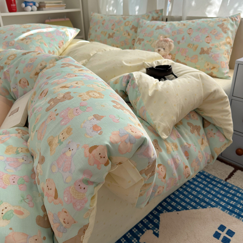 Reino del Bosque (¡Recomendado!) / Juego de sábanas de 1,2 m de tres piezas [funda de edredón 150*200cm sábana de cama 180*230cm funda de almohada 48*74cm * 1]