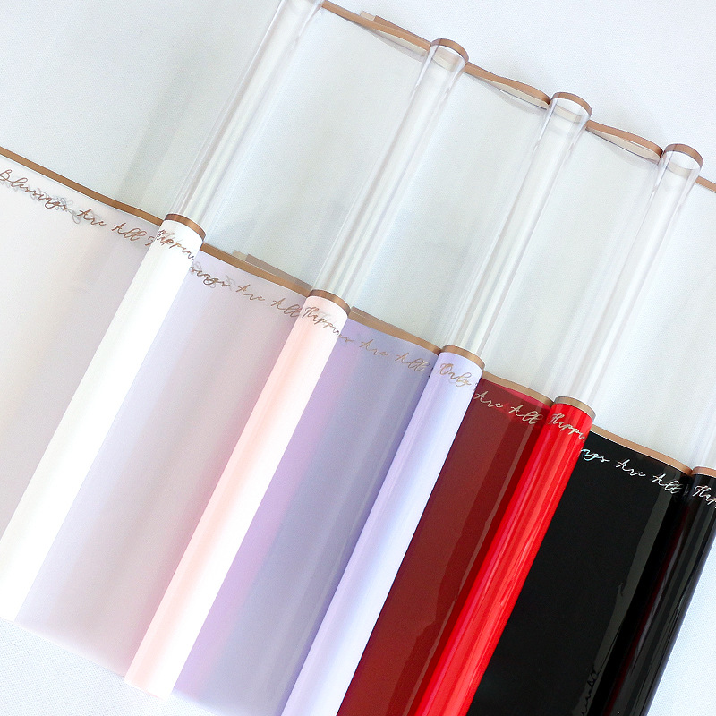 Huasei línea de oro flor florista diy papel de envoltura impermeable papel de vidrio inglés al por mayor image 1