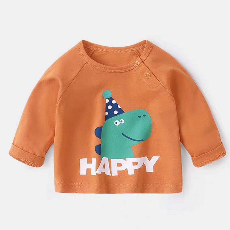 赤ちゃんの春と秋のtシャツの長袖の純綿はかわいいです。