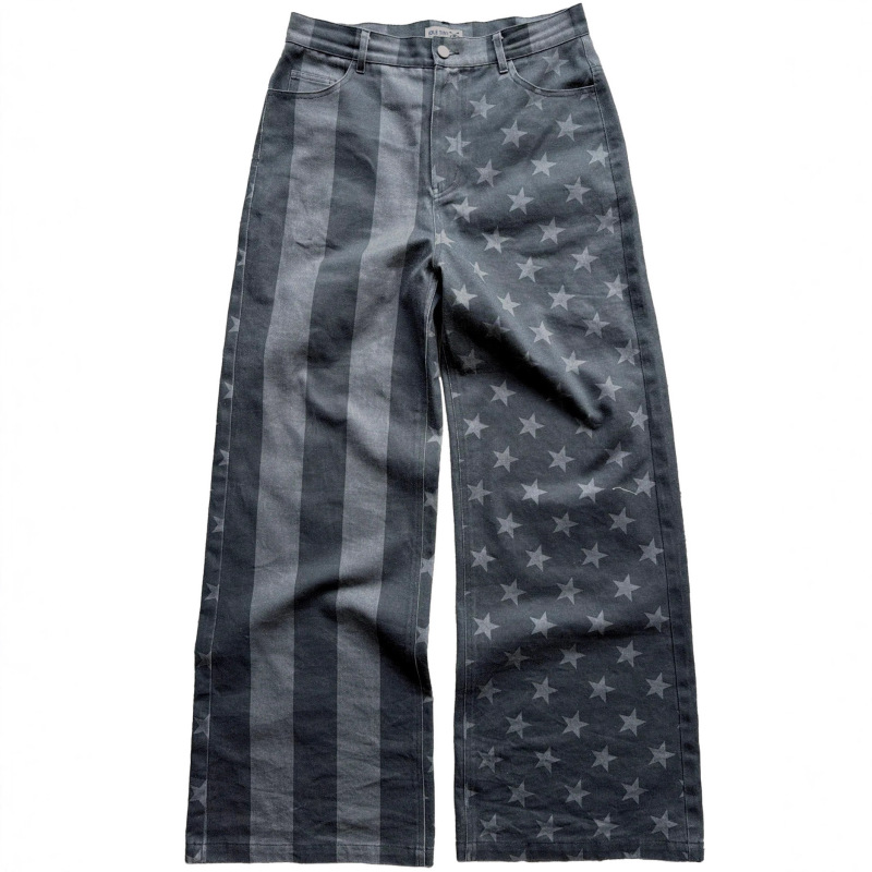 European and American Cross-Border High Street Harajuku Retro Ins Trendy Fashion Personalized Color-Blocking Straight-Leg Unisex Jeans Y2K Wholesale