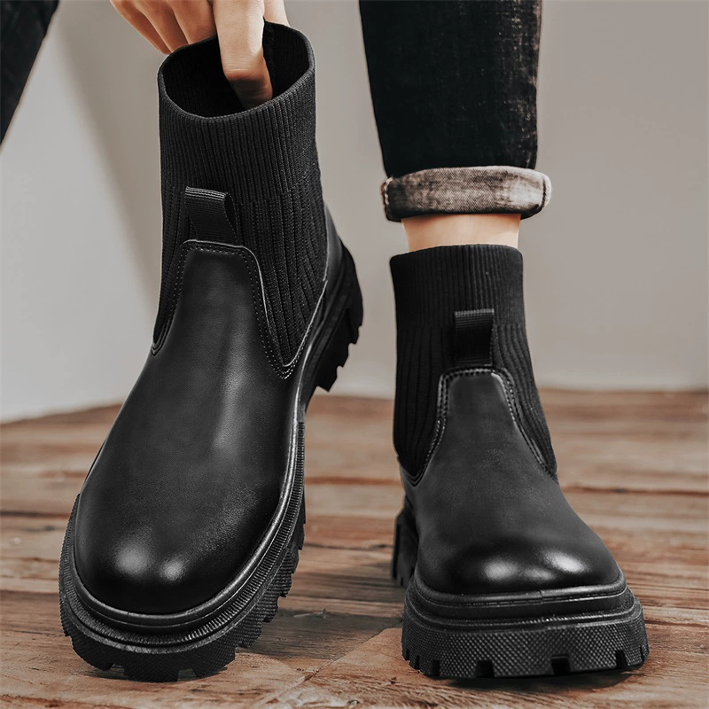 Ботинки‑челси (Martens) зимние, противоскользящие, с чулочной манжетой, чёрные/коричневые, размеры 39–44