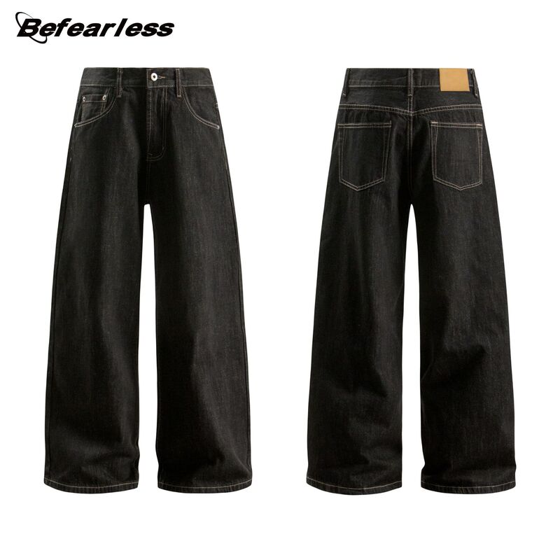 befearless American Style Retro Original Color Tannin 14.5 Oz Jeans Trendy Brand Loose Wide Leg Casual Trousers