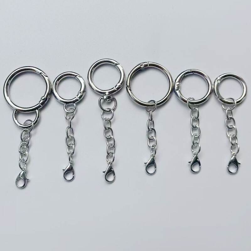 Spring Ring with Lobster Clasp and Four-Section Chain Three-Piece Luggage Pendant Set Toy Jewelry Hanging Buckle Keychain