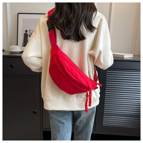 Super hot chest bag  summer new Korean style fashionable zipper women's waist bag wide shoulder strap small bag crossbody bag