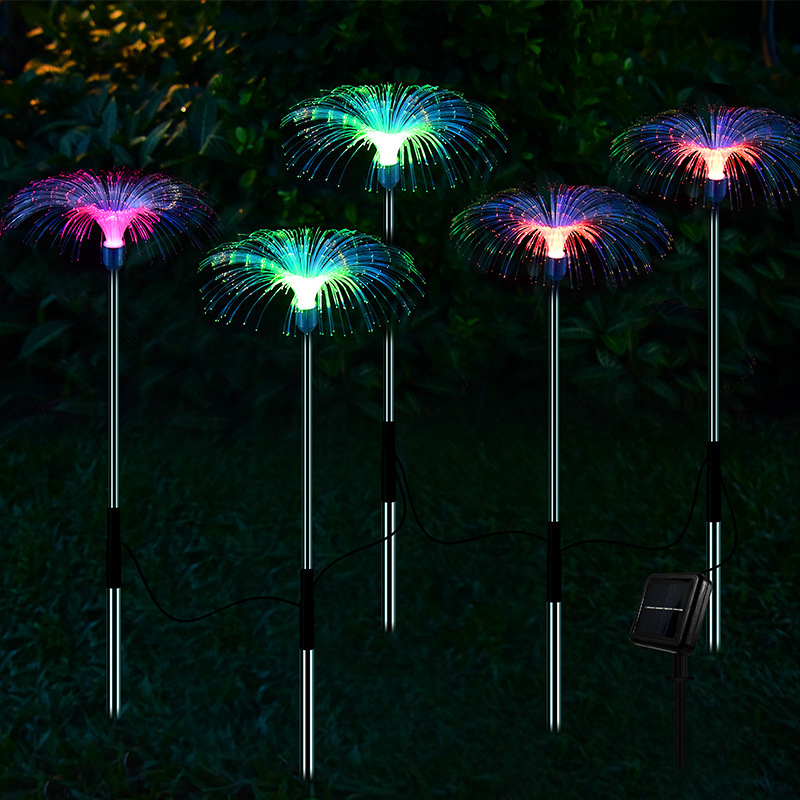 Solarleuchten für den Außenbereich, Glasfaserleuchten, farbenfrohe Farbverlauf-Solar-Rasenlichterkette, Dekoration, Atmosphäre, Solar-Gartenleuchten_voghion.com