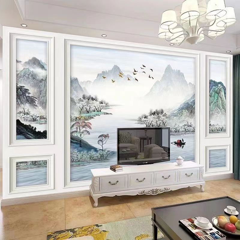 3d北欧电视背景墙布5d网红客厅卧室装饰墙画8d立体现代影视墙壁纸|undefined