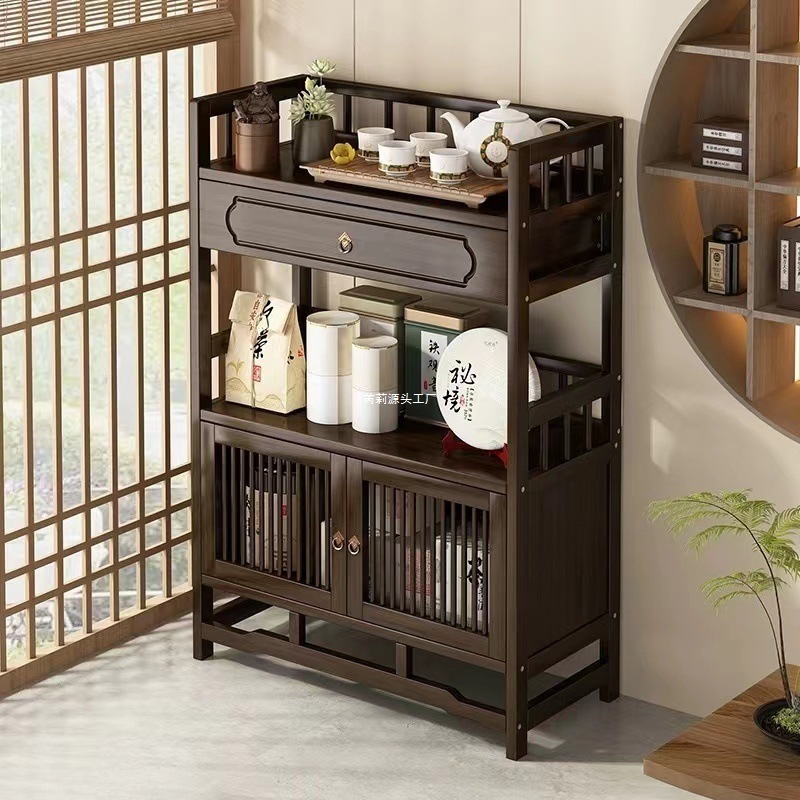 新中式实木博古架摆件茶叶架置物架多宝阁展示柜茶具茶杯收纳架子|undefined