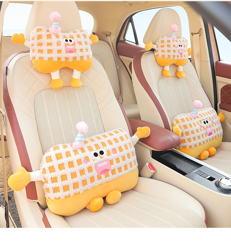 Cartoon car lumbar support, creative and cute car lumbar cushion for girls, car pillow and lumbar support, car interior accessories for women