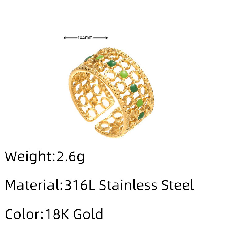 1g Weight 18K Gold Plated Plating Material Open Rings Classification Adjustable Ring Size 1 Piece Quantity Casual, Daily Occasion 316L Stainless Steel Material Geometric Pattern Women's Gender French Style Style Waterproof Non Tarnish, Surgical Steel, Enamel, Plating Craft Gold, Silver Color 1 Piece Geometric 18K Gold Plated 316L Stainless Steel  Gold Silver French Style Open Rings For Women's 7