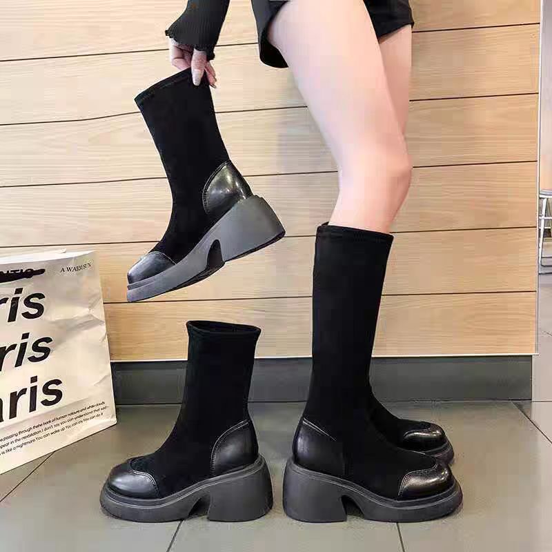 Suede Sleeve Single Boots European and American Thin Leg Over-the-Knee Boots Women's 2024 New Fall/Winter High Heel Lined Over-the-Knee Elastic Boots