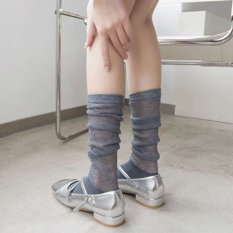 Summer socks, thin comfortable breathable white tights, mid-length