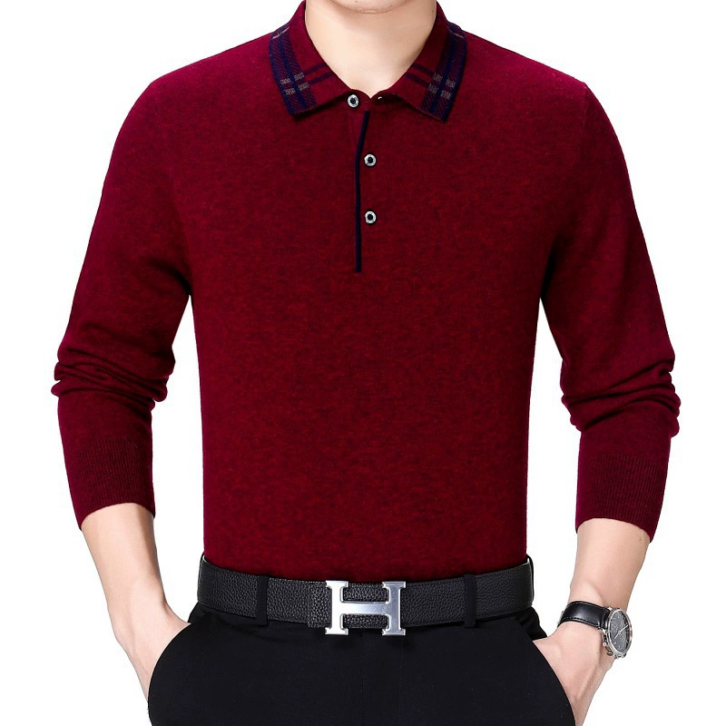 Кашемировый свитер, мужской теплый шерстяной с длинным рукавом, усиленная плотность, для мужчины среднего возраста
