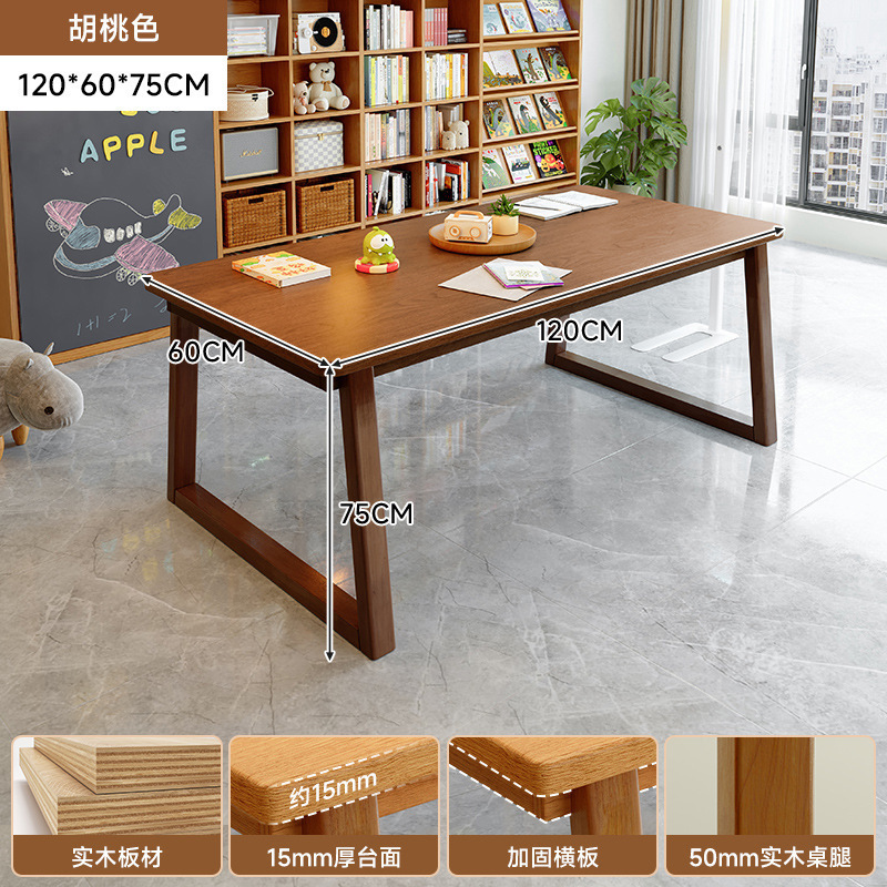 Mesa de escritorio de madera maciza para la sala de estar, escritorio largo, escritorio de lectura, escritorio de estudio, escritorio de computadora de barra larga para dos personas