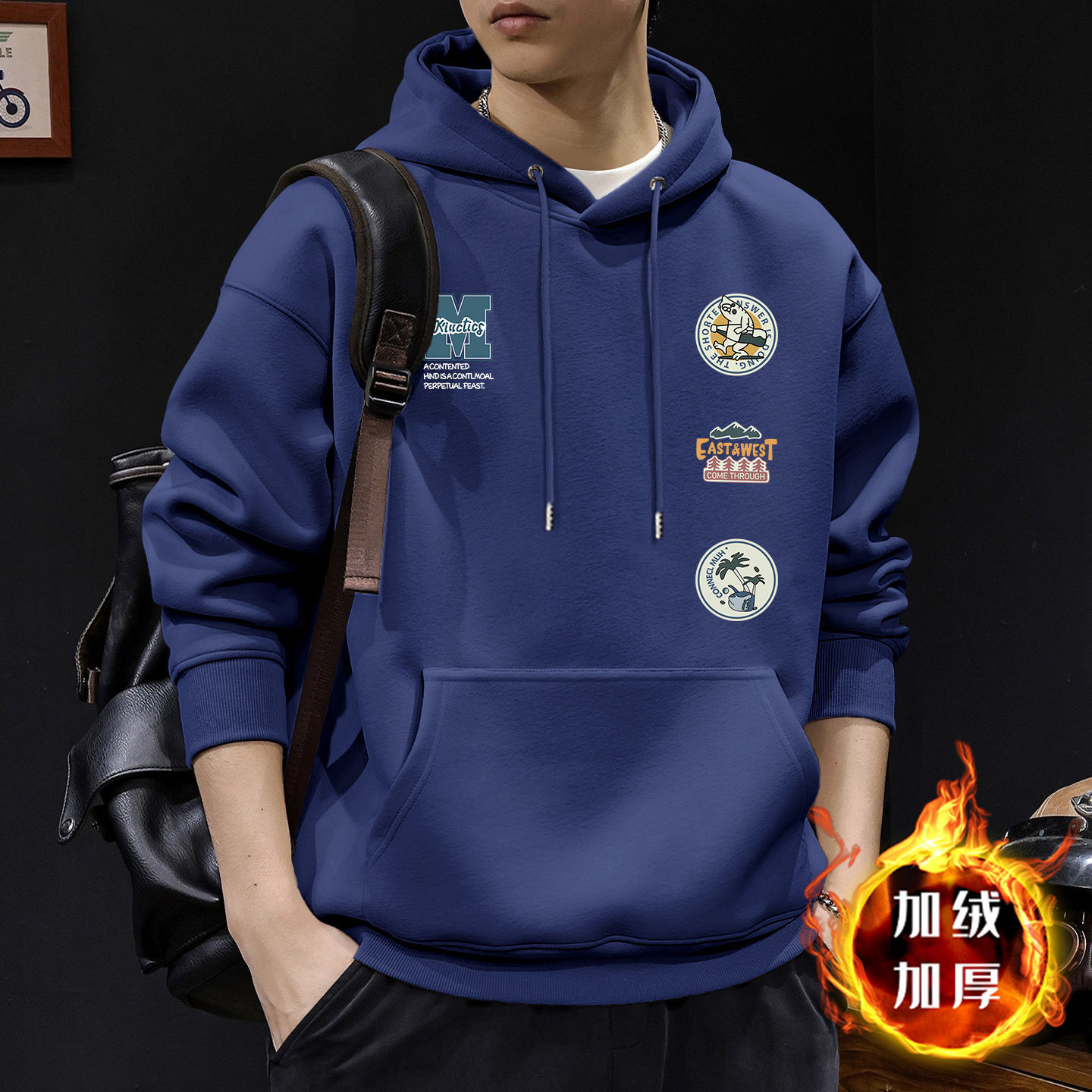 Suéter masculino primavera y otoño cuello redondo chaqueta de manga larga marca de moda americana impresión deportiva juvenil chaqueta pesada