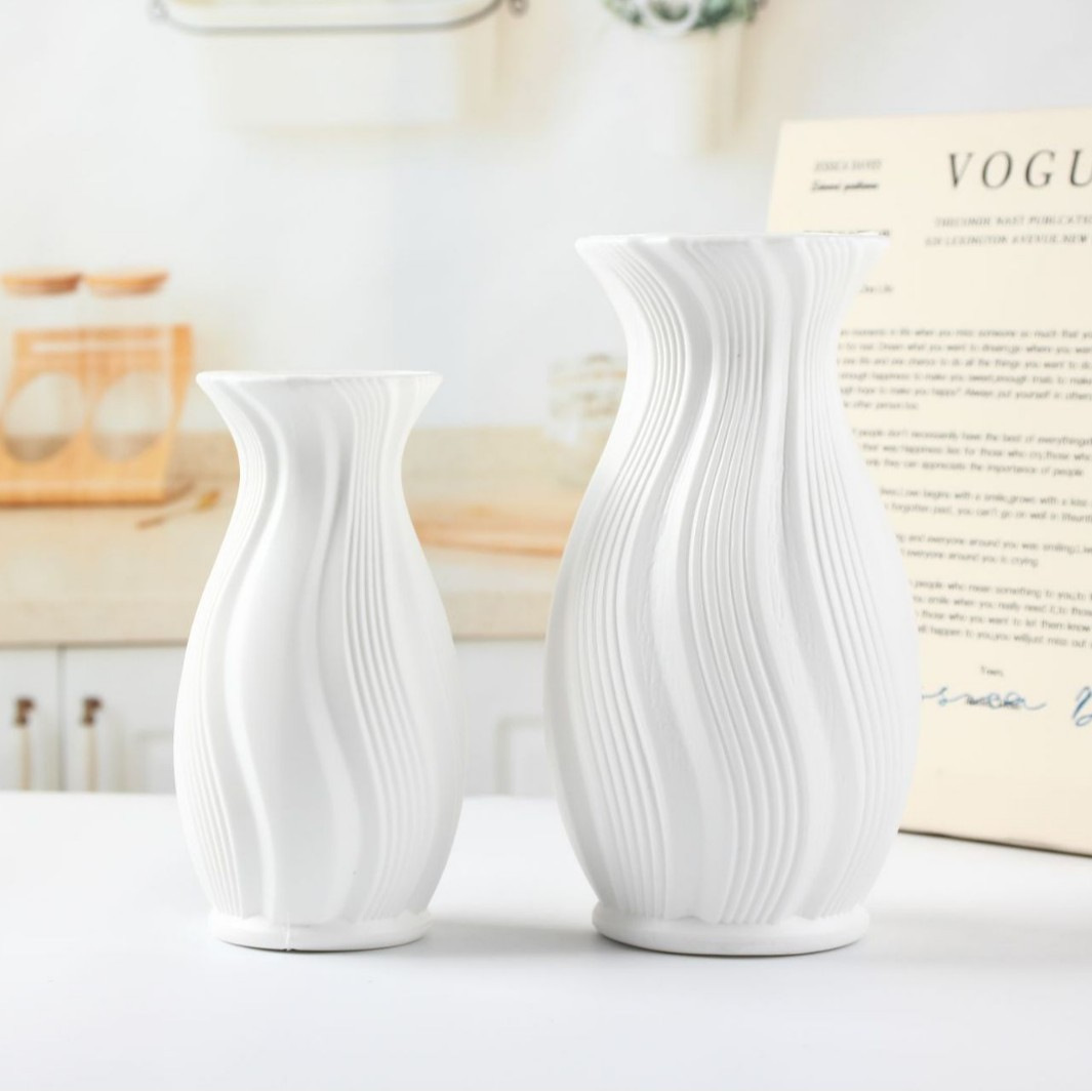 Cross-Border Hot-Selling Imitation Ceramic Plastic Vase Nordic Creative Fake Flower Decorative Ornaments Simulated Flower Arrangement Can Store Water