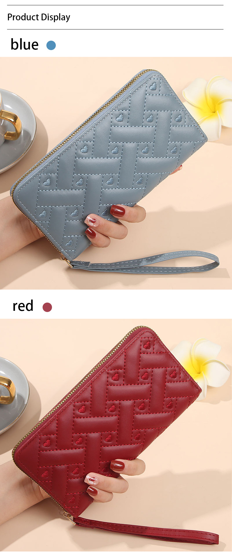 Frau Einfarbig Pu Seitlicher Reißverschluss Brieftaschen display picture 10