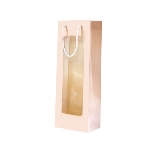 Manufacturer red wine paper bag long handbag window transparent pvc gift bag bouquet packaging bag wholesale