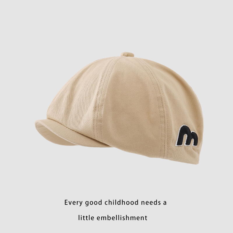 Sombrero de bebé otoño y invierno a prueba de viento letras coreanas boina de lengua de pato para niños y niñas caliente sombrero de primavera